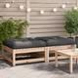 vidaXL Repose-pieds de jardin avec coussins lot de 2 bois pin massif