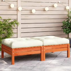 vidaXL Repose-pieds de jardin avec coussins 2 pcs bois massif pin