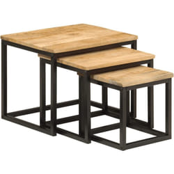 Vidaxl - Tables basses gigognes 3 pcs bois massif de manguier et fer