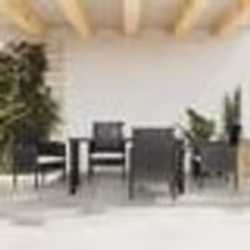 vidaXL Ensemble à manger de jardin 5 pcs noir résine tressée et acier
