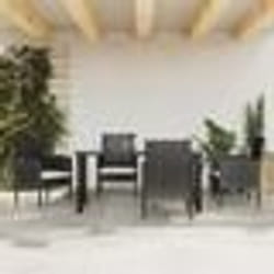 vidaXL Ensemble à manger de jardin 5 pcs noir résine tressée et acier