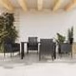 vidaXL Ensemble à manger de jardin 5 pcs noir résine tressée et acier