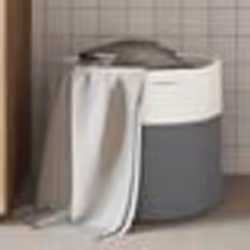 vidaXL Panier de rangement gris et blanc Ø40x35 cm coton
