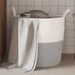 vidaXL Panier de rangement gris et blanc Ø43x38 cm coton