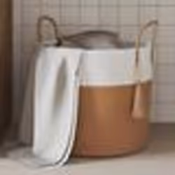 vidaXL Panier de rangement marron et blanc Ø40x35 cm coton
