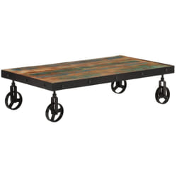 Vidaxl - Table basse roulettes bois de récupération massif 100x55x26 cm