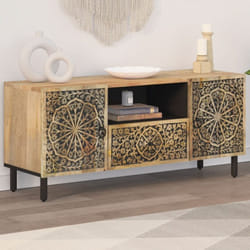 Meuble Tv 105x33x46 Cm Bois Massif De Manguier Vidaxl