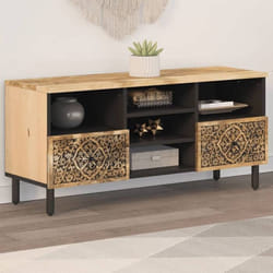 Meuble Tv 100x33x46 Cm Bois Massif De Manguier Vidaxl