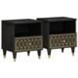 vidaXL Tables de chevet 2 pcs 40x33x46 cm Bois de manguier solide