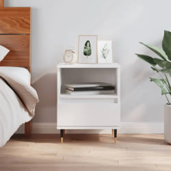 VidaXL Table de Chevet Blanc