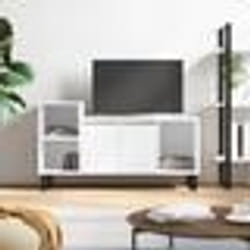 vidaXL Meuble TV Blanc brillant 100x35x55 cm Bois d'ingénierie