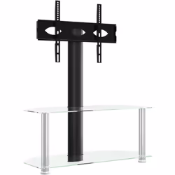 Ce meuble TV d'angle combine un support TV et une table à 2 niveaux, offrant une solution pratique pour installer votre TV et ...