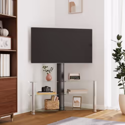 Ce meuble TV d'angle combine un support TV et une table à 3 niveaux, offrant une solution pratique pour installer votre TV et ...