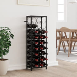 vidaXL Casier à bouteilles de 27 bouteilles noir 34x18x100cm fer forgé