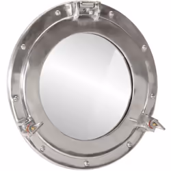 Placez le miroir en forme de porthole sur un mur de votre bureau à domicile pour ajouter un intérêt visuel et une touche d'in ...