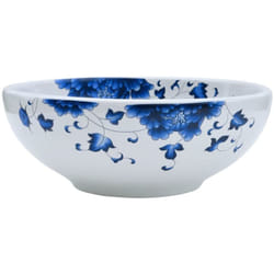vidaXL Vasque à poser blanc et bleu rond F41x14 cm céramique