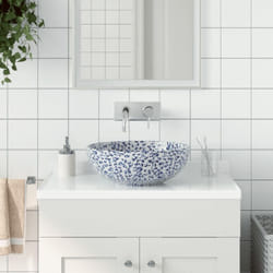 Vidaxl - Vasque à poser blanc et bleu rond Φ41x14 cm céramique