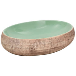 Vidaxl - Vasque à poser vert et marron ovale 59x40x15 cm céramique