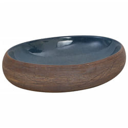 Vidaxl - Vasque à poser marron et bleu ovale 59x40x15 cm céramique