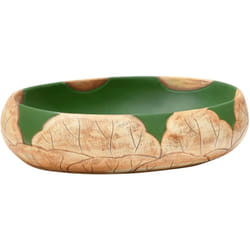 Vidaxl - Vasque à poser vert et marron ovale 59x40x15 cm céramique