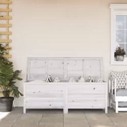 Cette boîte de rangement de jardin en bois offre suffisamment d'espace de rangement pour les coussins de meubles de jardin et ...
