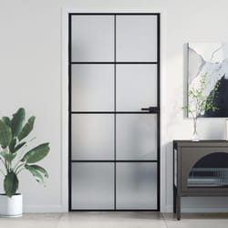 vidaXL Porte intérieure mince noir 93x201,5 cm verre trempé aluminium