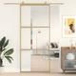 vidaXL Porte coulissante doré 90x205 cm verre ESG clair et aluminium