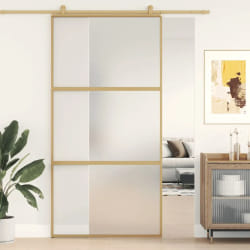 vidaXL Porte coulissante - Doré 102,5x205 cm verre ESG dépoli aluminium