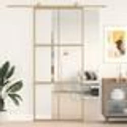 vidaXL Porte coulissante doré 90x205 cm verre ESG clair et aluminium