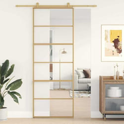 vidaXL Porte coulissante doré 76x205 cm verre ESG clair et aluminium 155160
