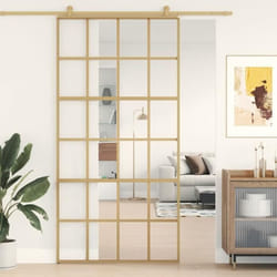 vidaXL Porte coulissante doré 102,5x205cm verre ESG clair et aluminium