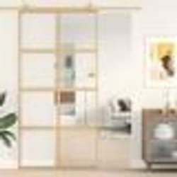 vidaXL Porte coulissante doré 102,5x205cm verre ESG clair et aluminium
