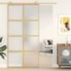 vidaXL Porte coulissante doré 102,5x205 cm verre ESG dépoli aluminium