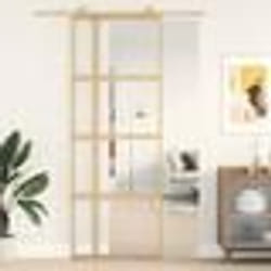 vidaXL Porte coulissante doré 76x205 cm verre ESG clair et aluminium