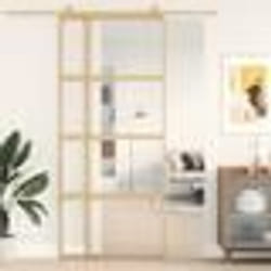 vidaXL Porte coulissante doré 90x205 cm verre ESG clair et aluminium