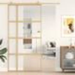 vidaXL Porte coulissante doré 102,5x205cm verre ESG clair et aluminium