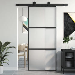 vidaXL Porte coulissante noir 90x205 cm verre trempé aluminium