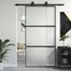 vidaXL Porte coulissante noir 102,5x205 cm verre trempé aluminium