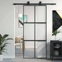 Vidaxl Porte coulissante - Noir, mat et transparent