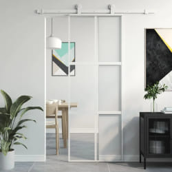 vidaXL Porte coulissante - Blanc 76x205 cm verre trempé