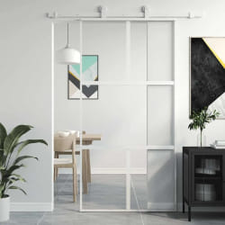 vidaXL Porte coulissante 102,5x205 Verre trempé - Blanc