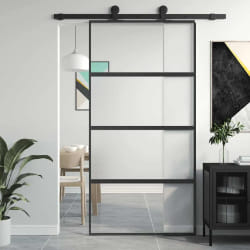 vidaXL Porte coulissante - Noir 102,5x205 cm verre trempé