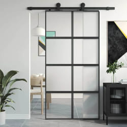 Porte coulissante VidaXL - Noir 102.5x205 cm - Verre trempé/Aluminium