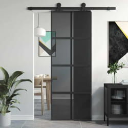 VidaXL Porte coulissante Noir Verre trempé