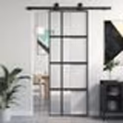 vidaXL Porte coulissante noir 76x205 cm verre trempé aluminium