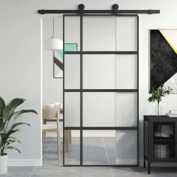 VidaXL Porte coulissante noir - 102,5x205 cm Verre aluminium