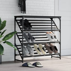 Tagère à chaussures noir 90x30x85 cm bois d'ingénierie