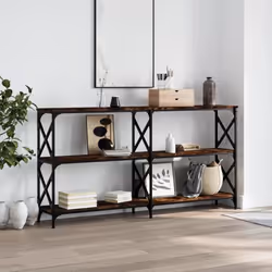 vidaXL Table console chêne fumé 156x28x805 cm bois dingénierie 835426