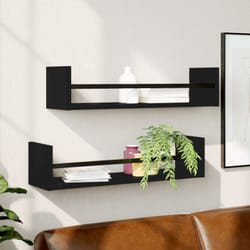 Vidaxl - tagères murales avec barres 2 pcs noir 60x16x14 cm