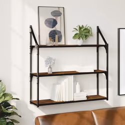 vidaXL Étagère murale 3 niveaux chêne fumé 80x21x785 cm 835456
